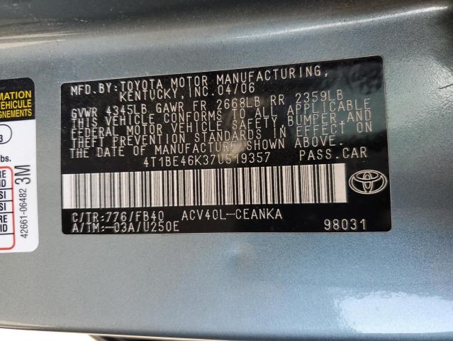 Photo 11 VIN: 4T1BE46K37U519357 - TOYOTA CAMRY CE 