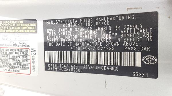 Photo 1 VIN: 4T1BE46K37U524235 - TOYOTA CAMRY 