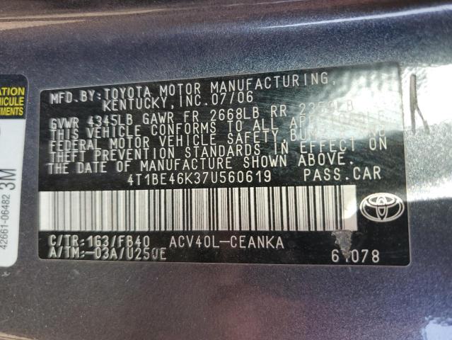 Photo 11 VIN: 4T1BE46K37U560619 - TOYOTA CAMRY CE 