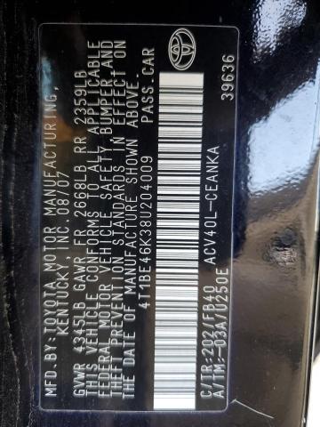 Photo 11 VIN: 4T1BE46K38U204009 - TOYOTA CAMRY CE 