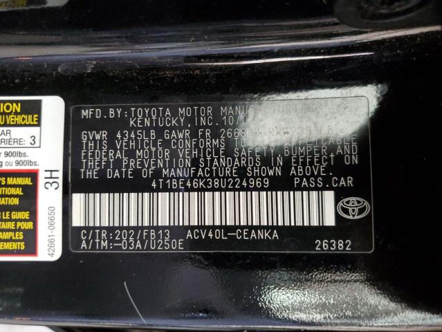 Photo 11 VIN: 4T1BE46K38U224969 - TOYOTA CAMRY CE 