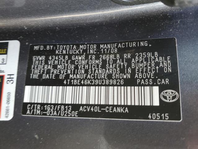 Photo 11 VIN: 4T1BE46K39U389826 - TOYOTA CAMRY BASE 