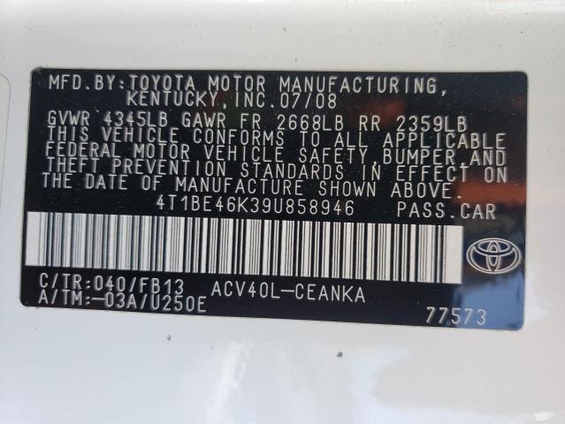 Photo 11 VIN: 4T1BE46K39U858946 - TOYOTA CAMRY 