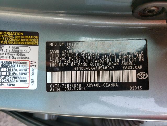 Photo 11 VIN: 4T1BE46K47U548947 - TOYOTA CAMRY CE 