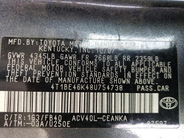 Photo 11 VIN: 4T1BE46K48U754738 - TOYOTA CAMRY CE 