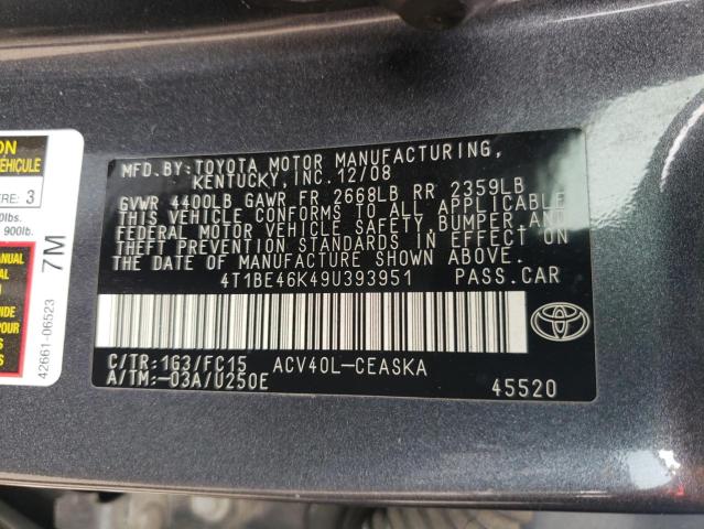 Photo 11 VIN: 4T1BE46K49U393951 - TOYOTA CAMRY BASE 