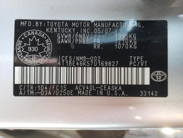 Photo 11 VIN: 4T1BE46K57U169827 - TOYOTA CAMRY 