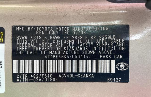 Photo 9 VIN: 4T1BE46K57U501152 - TOYOTA CAMRY CE 