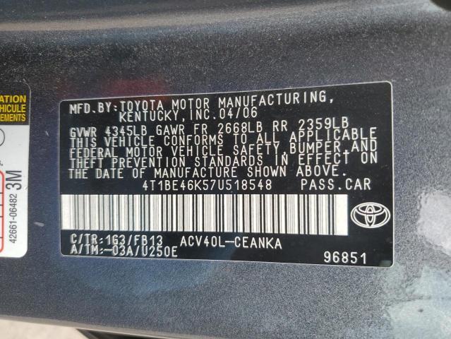 Photo 11 VIN: 4T1BE46K57U518548 - TOYOTA CAMRY 