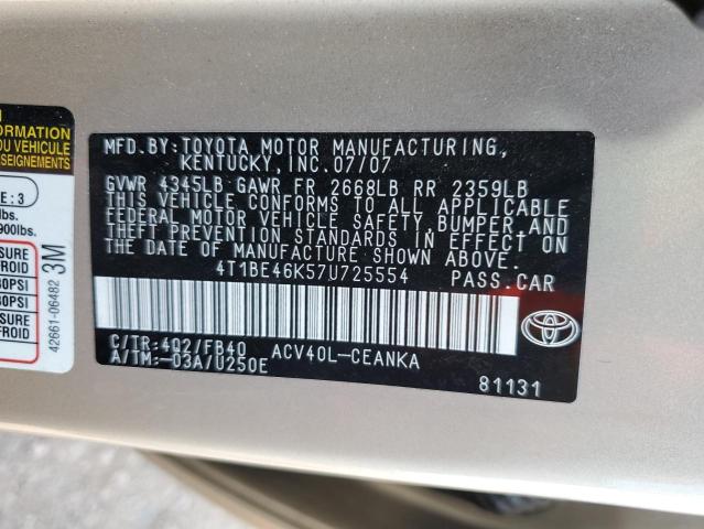 Photo 11 VIN: 4T1BE46K57U725554 - TOYOTA CAMRY 