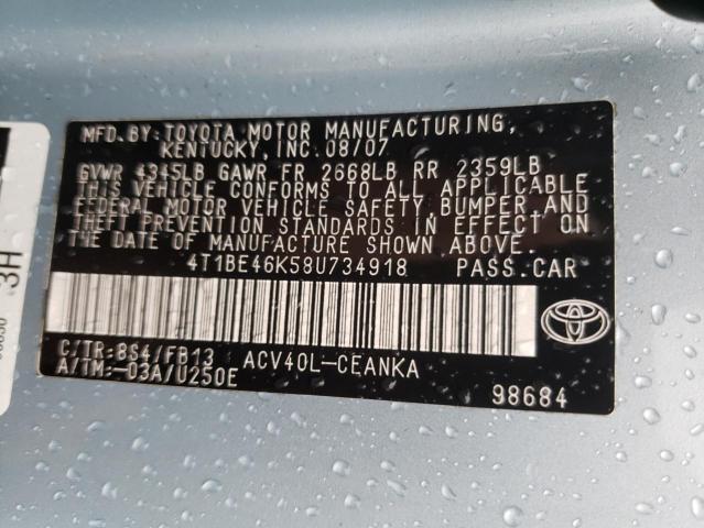 Photo 9 VIN: 4T1BE46K58U734918 - TOYOTA CAMRY CE 