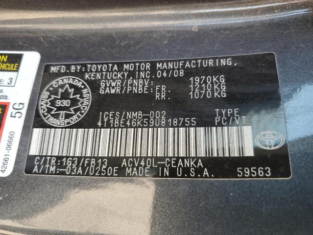 Photo 11 VIN: 4T1BE46K59U818755 - TOYOTA CAMRY BASE 