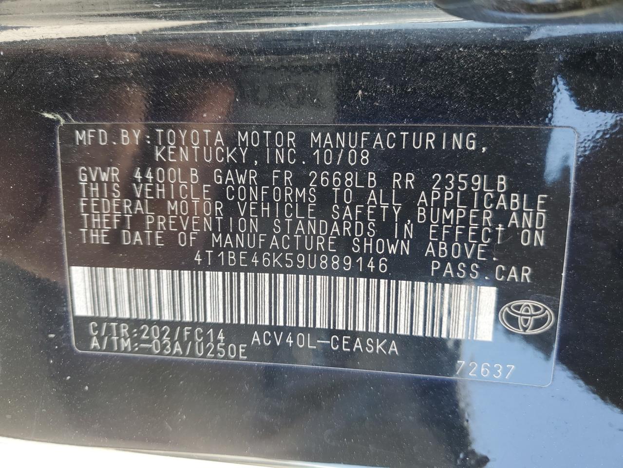 Photo 11 VIN: 4T1BE46K59U889146 - TOYOTA CAMRY 