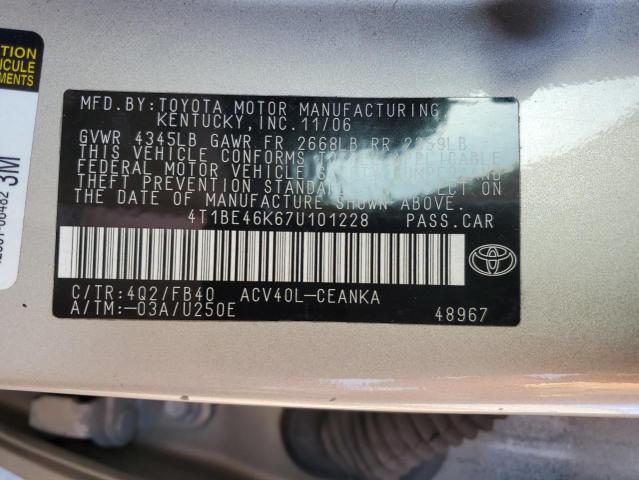 Photo 11 VIN: 4T1BE46K67U101228 - TOYOTA CAMRY 