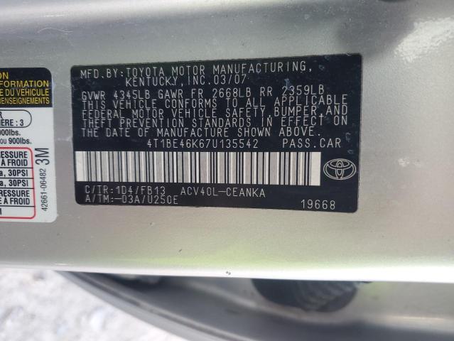 Photo 11 VIN: 4T1BE46K67U135542 - TOYOTA CAMRY CE 