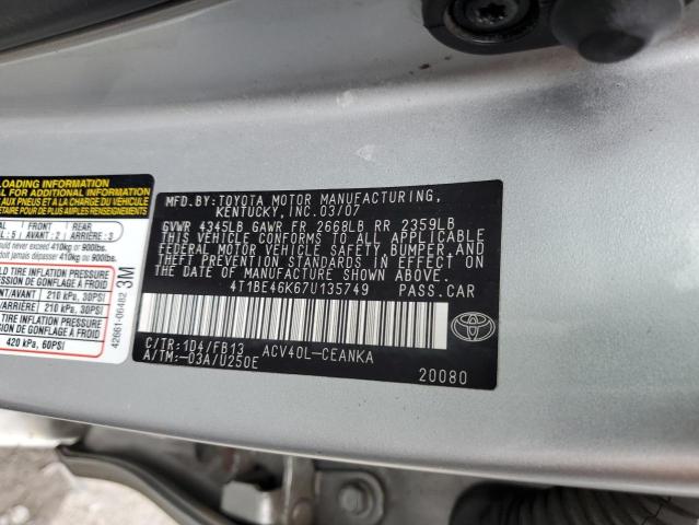 Photo 11 VIN: 4T1BE46K67U135749 - TOYOTA CAMRY CE 