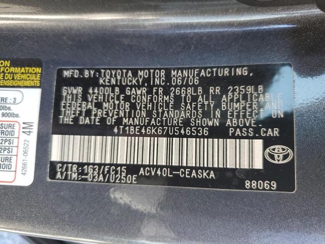 Photo 11 VIN: 4T1BE46K67U546536 - TOYOTA CAMRY CE 