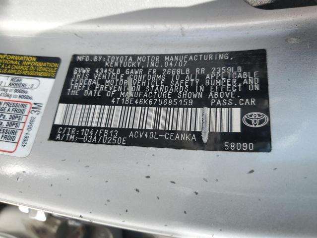 Photo 11 VIN: 4T1BE46K67U685159 - TOYOTA CAMRY CE 