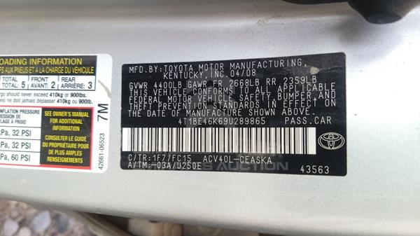 Photo 2 VIN: 4T1BE46K69U289865 - TOYOTA CAMRY 