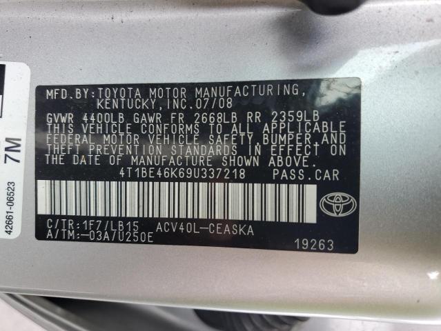 Photo 12 VIN: 4T1BE46K69U337218 - TOYOTA CAMRY 