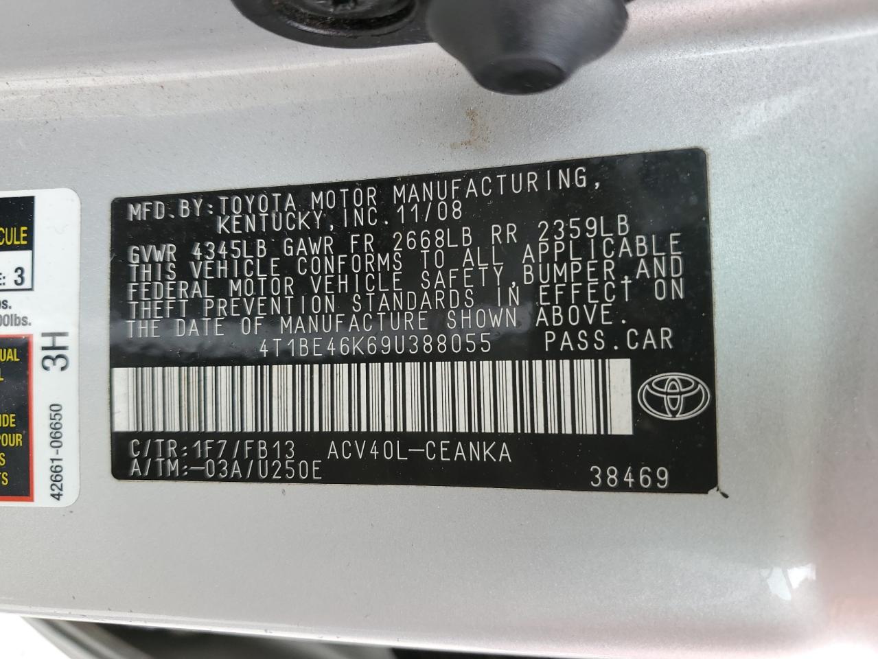 Photo 11 VIN: 4T1BE46K69U388055 - TOYOTA CAMRY 