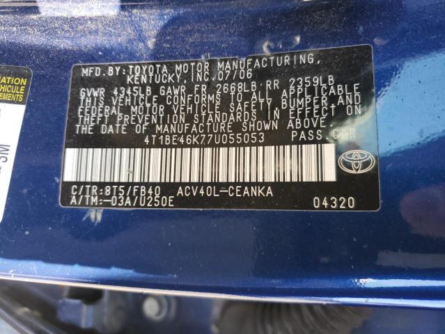 Photo 11 VIN: 4T1BE46K77U055053 - TOYOTA CAMRY 