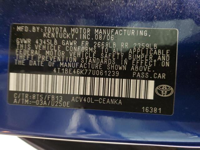 Photo 11 VIN: 4T1BE46K77U061239 - TOYOTA CAMRY 