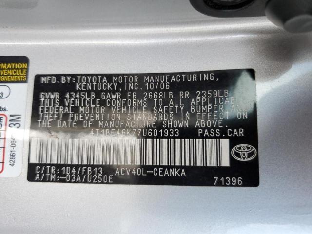 Photo 11 VIN: 4T1BE46K77U601933 - TOYOTA CAMRY 