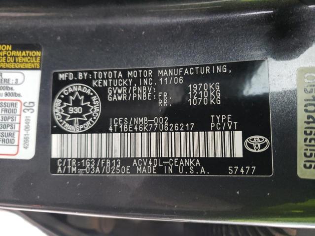 Photo 12 VIN: 4T1BE46K77U626217 - TOYOTA CAMRY 