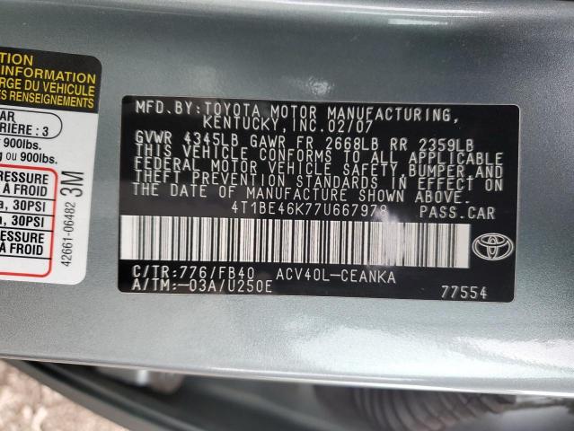 Photo 11 VIN: 4T1BE46K77U667978 - TOYOTA CAMRY 