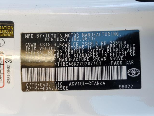 Photo 11 VIN: 4T1BE46K77U707461 - TOYOTA CAMRY 