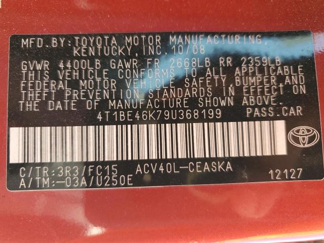 Photo 12 VIN: 4T1BE46K79U368199 - TOYOTA CAMRY BASE 