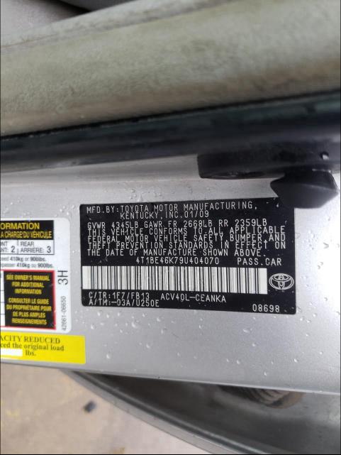 Photo 9 VIN: 4T1BE46K79U404070 - TOYOTA CAMRY BASE 