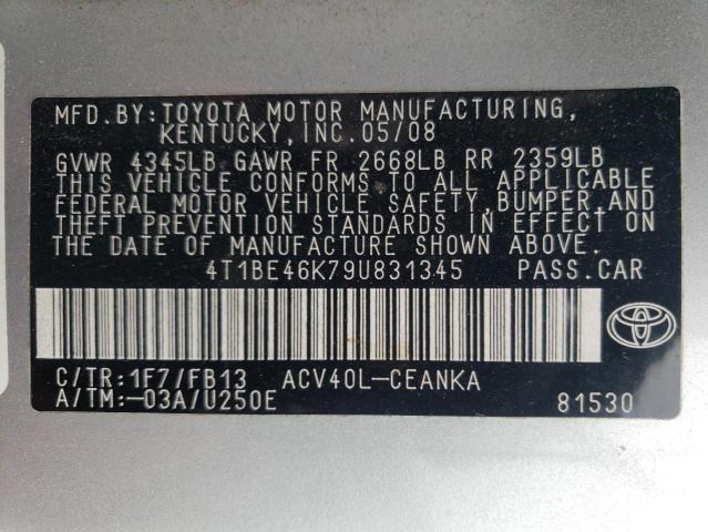 Photo 11 VIN: 4T1BE46K79U831345 - TOYOTA CAMRY BASE 