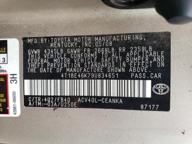 Photo 11 VIN: 4T1BE46K79U834651 - TOYOTA CAMRY BASE 