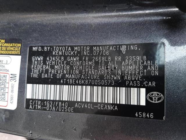 Photo 9 VIN: 4T1BE46K87U050573 - TOYOTA CAMRY LE A 