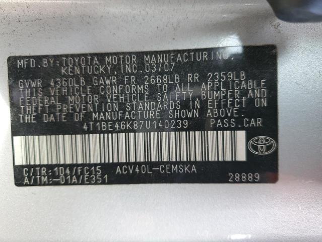 Photo 11 VIN: 4T1BE46K87U140239 - TOYOTA CAMRY 