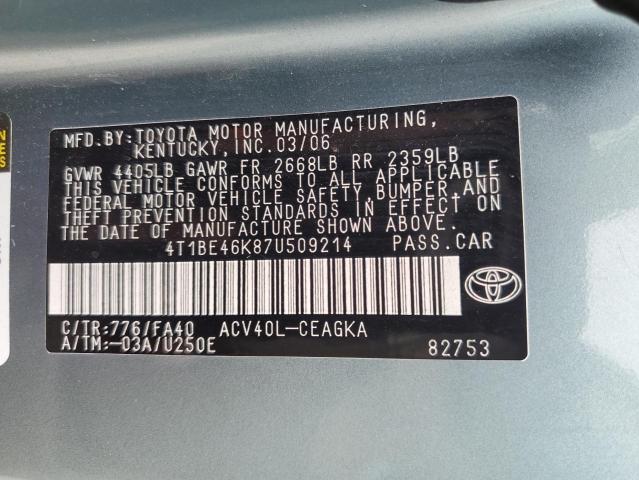 Photo 12 VIN: 4T1BE46K87U509214 - TOYOTA CAMRY 