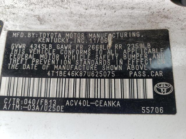 Photo 11 VIN: 4T1BE46K87U625075 - TOYOTA CAMRY CE 