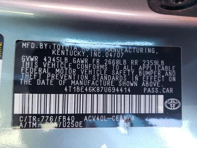 Photo 11 VIN: 4T1BE46K87U694414 - TOYOTA CAMRY 