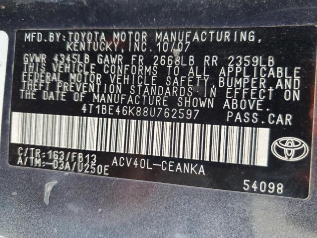 Photo 12 VIN: 4T1BE46K88U762597 - TOYOTA CAMRY CE 