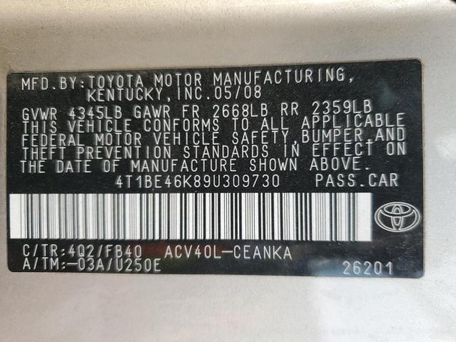 Photo 12 VIN: 4T1BE46K89U309730 - TOYOTA CAMRY BASE 