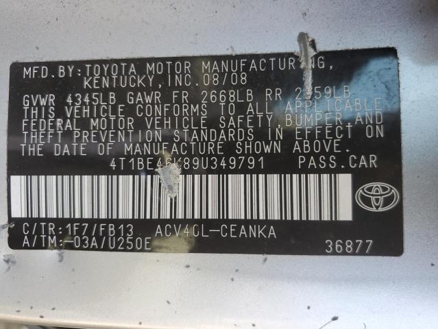 Photo 9 VIN: 4T1BE46K89U349791 - TOYOTA CAMRY BASE 