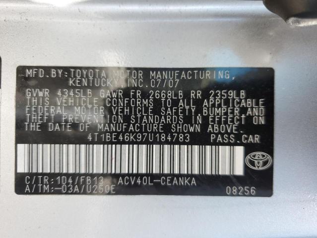 Photo 11 VIN: 4T1BE46K97U184783 - TOYOTA CAMRY 