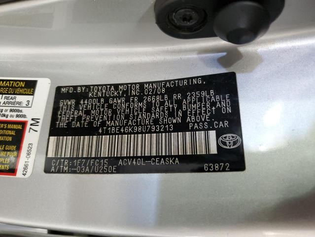 Photo 11 VIN: 4T1BE46K98U793213 - TOYOTA CAMRY CE 