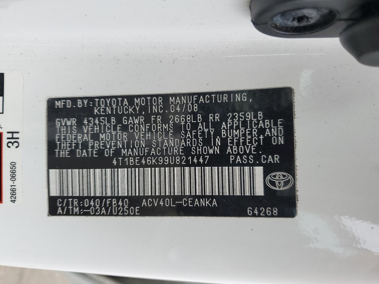 Photo 11 VIN: 4T1BE46K99U821447 - TOYOTA CAMRY 