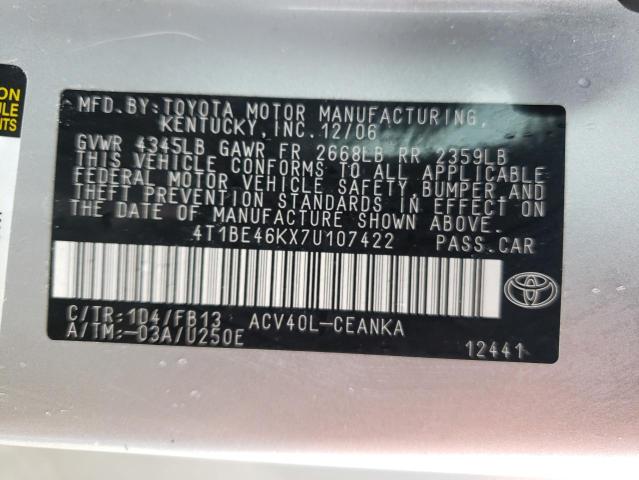 Photo 11 VIN: 4T1BE46KX7U107422 - TOYOTA CAMRY 