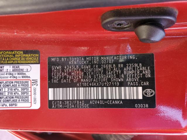 Photo 11 VIN: 4T1BE46KX7U127119 - TOYOTA CAMRY CE 