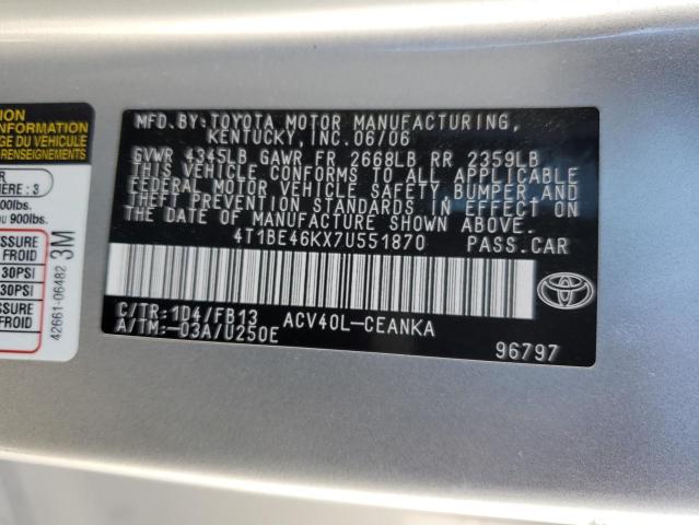 Photo 11 VIN: 4T1BE46KX7U551870 - TOYOTA CAMRY 