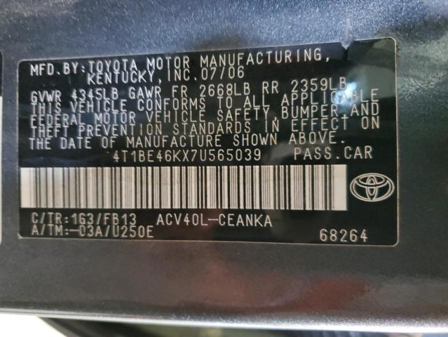 Photo 11 VIN: 4T1BE46KX7U565039 - TOYOTA CAMRY 